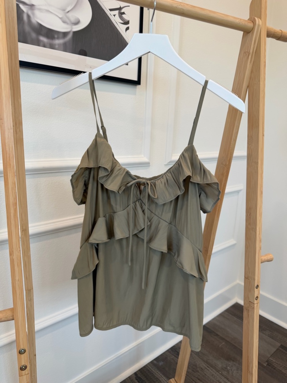 Universal Thread Olive Ruffle Tie-Front Camisole